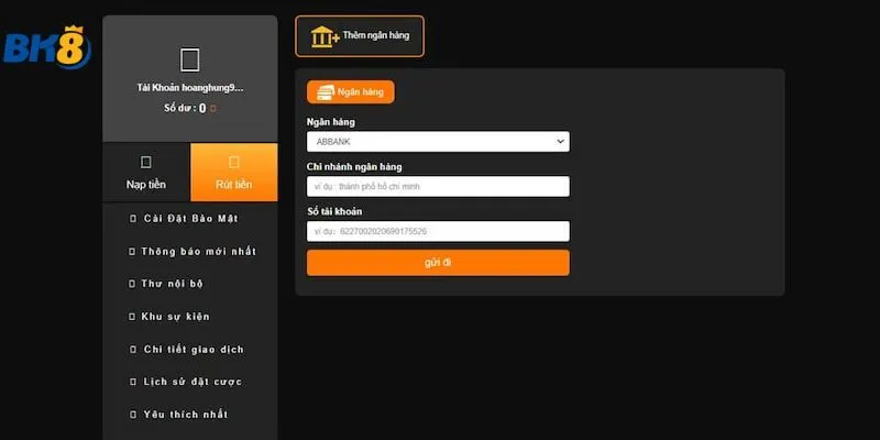 Một số lưu ý khi thực hiện rút tiền Bk8